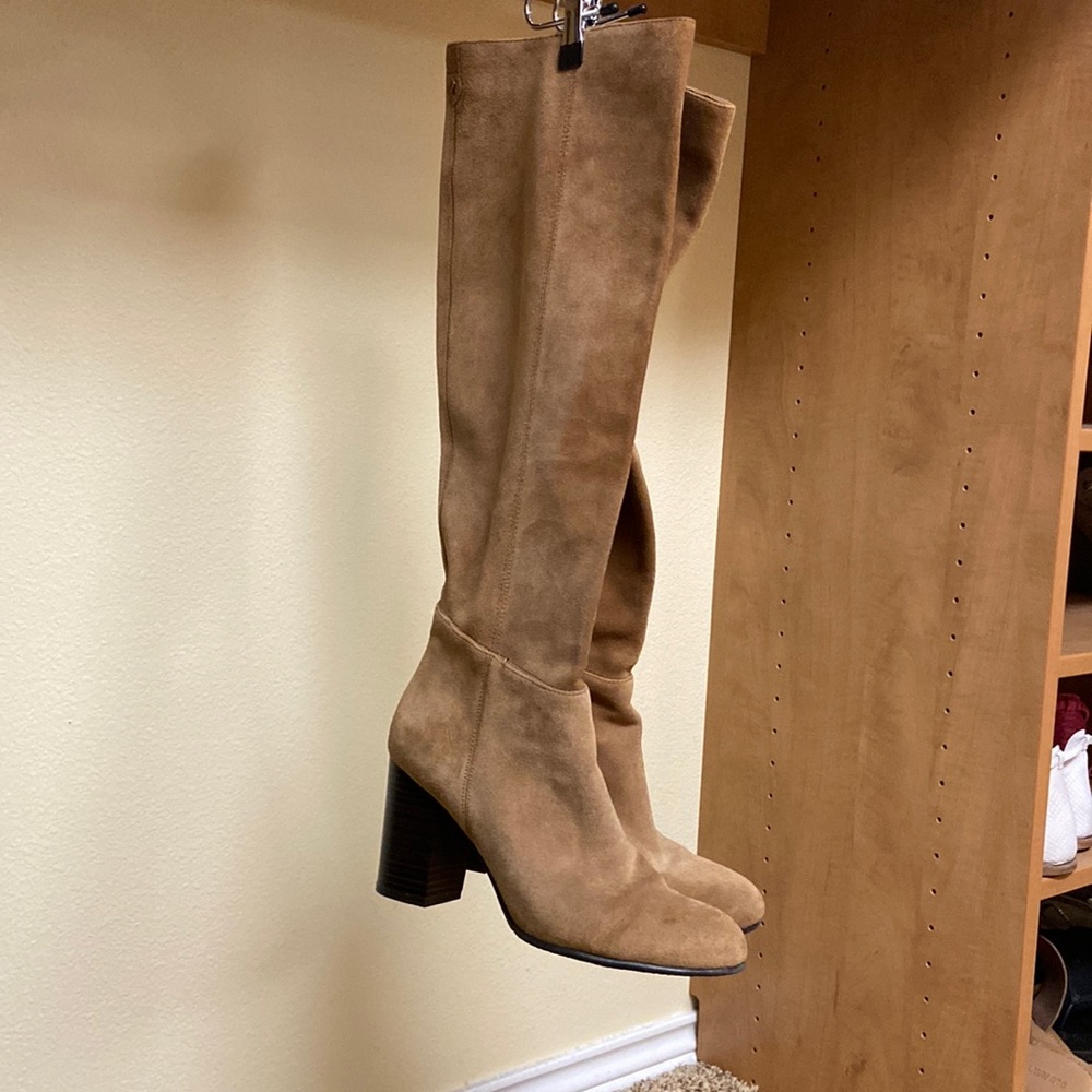 Sam Edelman Victoria Women's Camel Brown Leather Suede Slouchy Knee Boots Sz 10